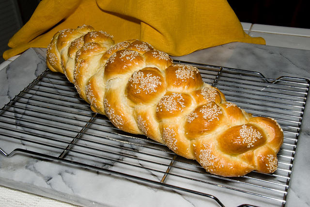 Six-braided Challah, own recipe

20070518-15.31.34